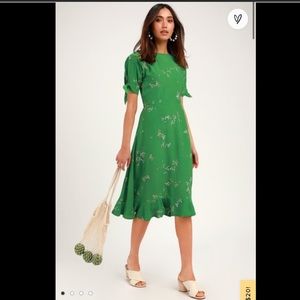 Faithfull the Brand Emilia Green Floral Midi Dress XS